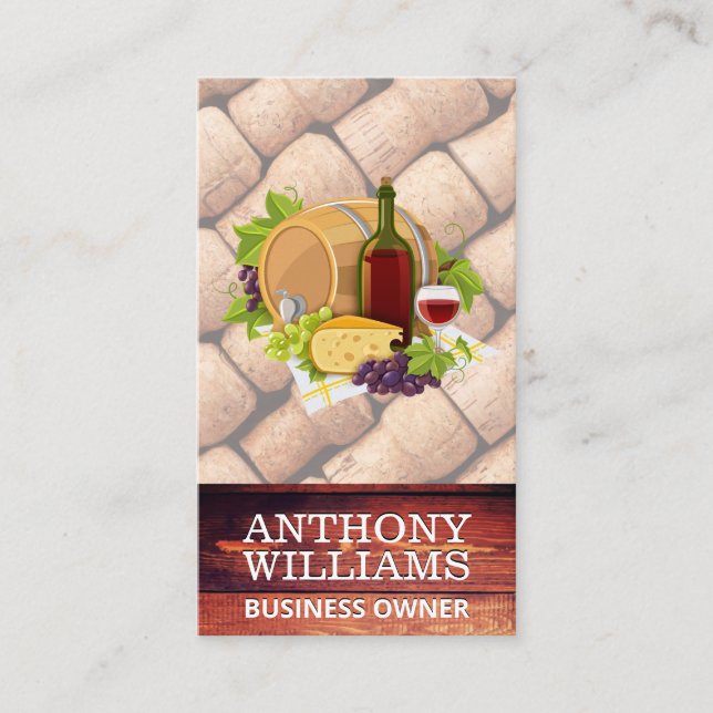 Wine and Cheese | Wood | Vineyard | Winery Business Card (Front)