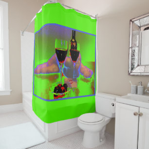 Wine and Chocolate with a Surreal Kiss Shower Curtain