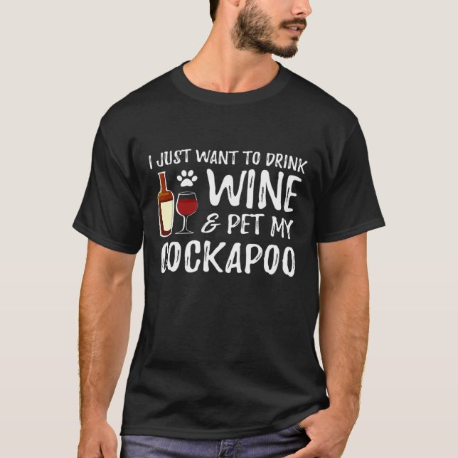 Wine And Cockapoo  Funny Dog Mum Or Dog Dad Idea T-Shirt (Front)