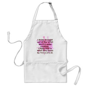 Wine and Cooking Joke Gift FUNNY Red and Pink Standard Apron