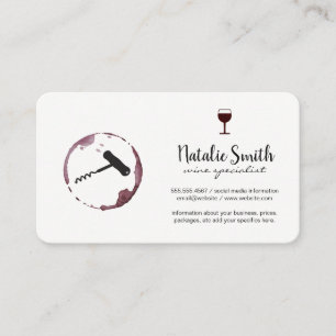 Wine and Cork Screw Business Card