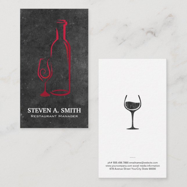Wine and Cup and Slate Business Card (Front/Back)