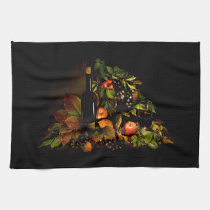 Wine and Fruit Still Life Tea Towel