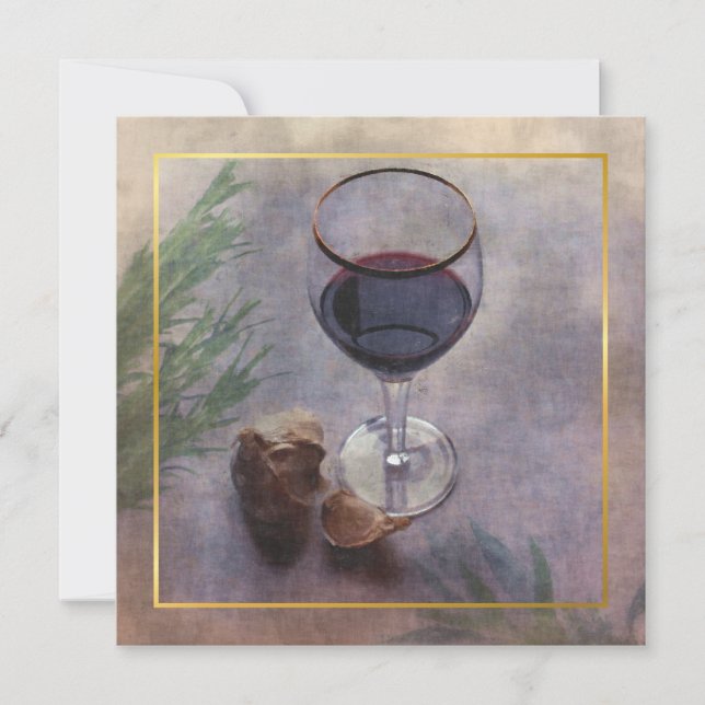 wine and garlic dinner invitation (Front)