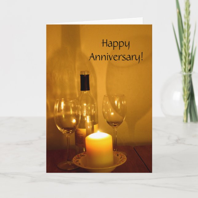Wine and Glasses Anniversary Card (Front)