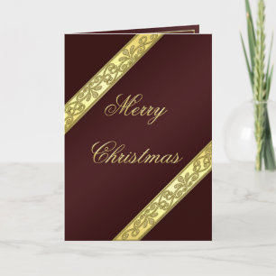 Wine and Gold Coloured Christmas Card
