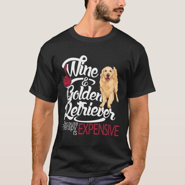 Wine And Golden Retriever  Fitted T-Shirt (Front)
