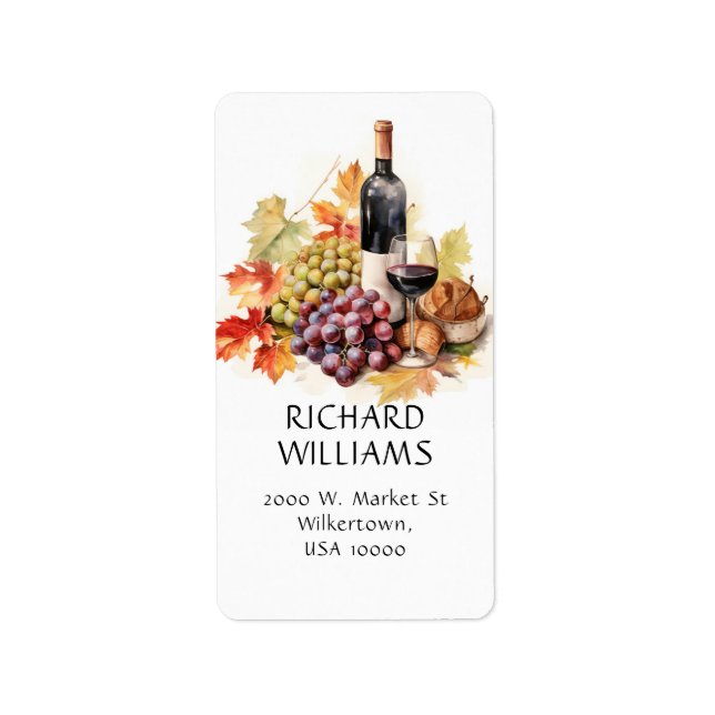 Wine and Grapes Address  Label (Front)