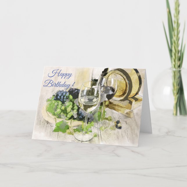 Wine and Grapes Birthday Card (Front)