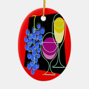 Wine and Grapes Ceramic Tree Decoration
