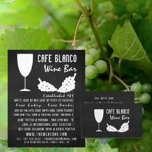 Wine And Grapes, Chalkboard Wine Bar/Winery Business Card