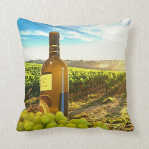 Wine and Grapes in a Tuscan Vineyard Cushion