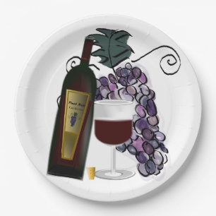 Wine and Grapes Paper Plate