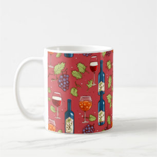 Wine and Grapes Pattern Coffee Mug