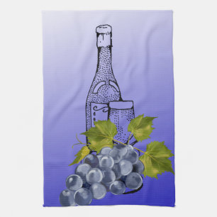 Wine and Grapes  Tea Towel