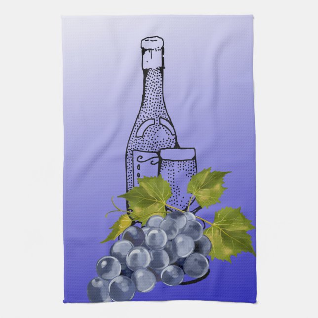 Wine and Grapes  Tea Towel (Vertical)