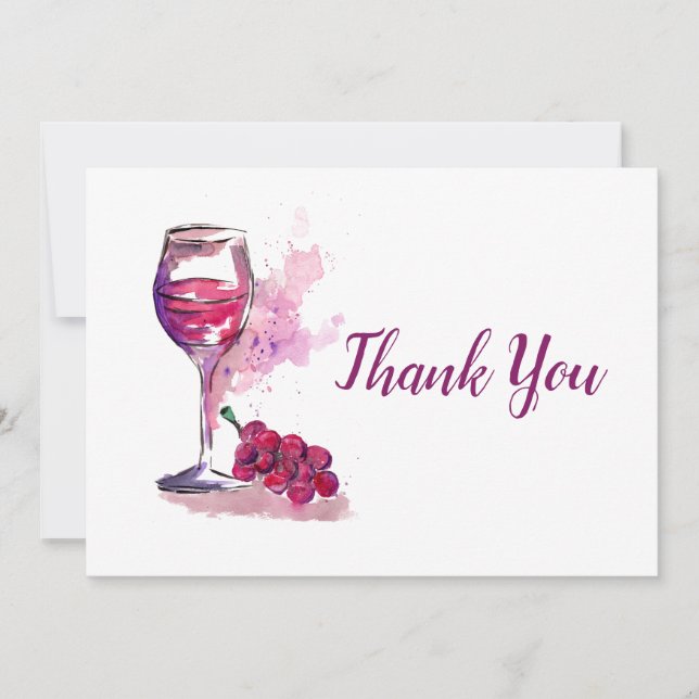 Wine and Grapes Thank You Card (Front)