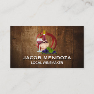 Wine and Grapes Wine Stain Wood Business Card