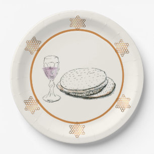Wine and Matzoh Passover Paper Plates