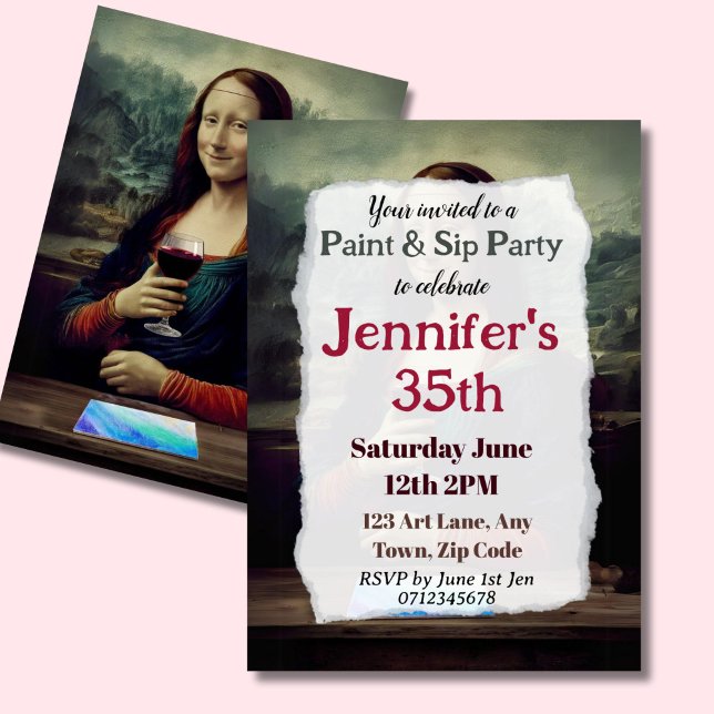 Wine and Paint party birthday celebration 35th Invitation (Creator Uploaded)