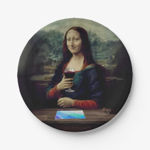 Wine and Paint party Mona Lisa birthday Paper Plate