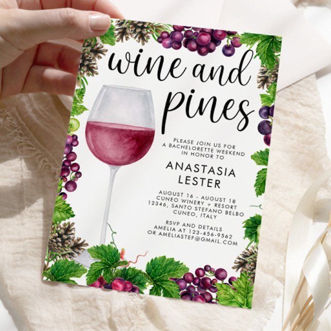 Wine and Pines Bachelorette Party Invitation (Creator Uploaded)