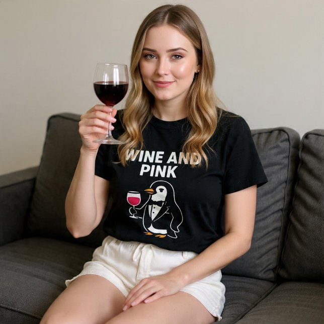 Wine And Pink Penguin T-Shirt (Creator Uploaded)