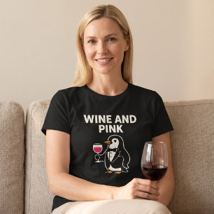 Wine And Pink Penguin T-Shirt