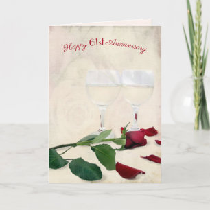 Wine and Rose 61st Anniversary Card