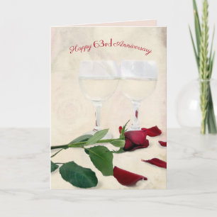 Wine and Rose 63rd Anniversary Card