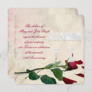 Wine And Rose Party Anniversary Invitation