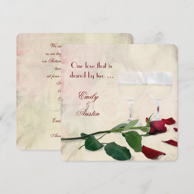 Wine and Rose wedding invitation (Front/Back)
