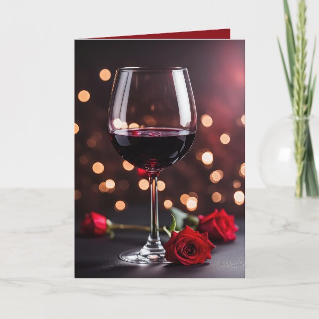Wine and Roses Birthday For Wife Card (Front)