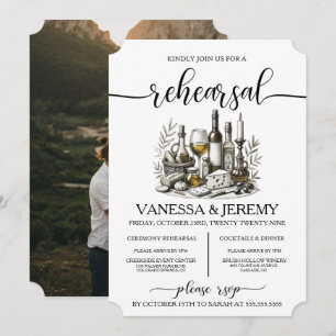 Wine and Snacks Rehearsal Dinner Invitation