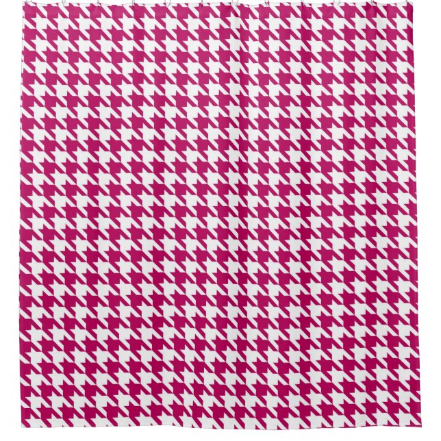Wine and White Houndstooth Pattern Shower Curtain (Front)