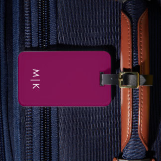 Wine and White Modern Monogram Luggage Tag