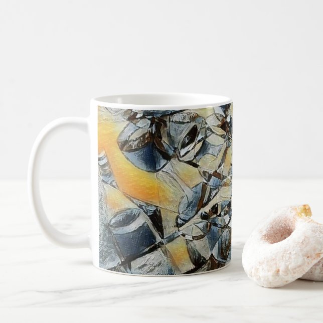 Wine and wine bottles art Coffee Mug (With Donut)