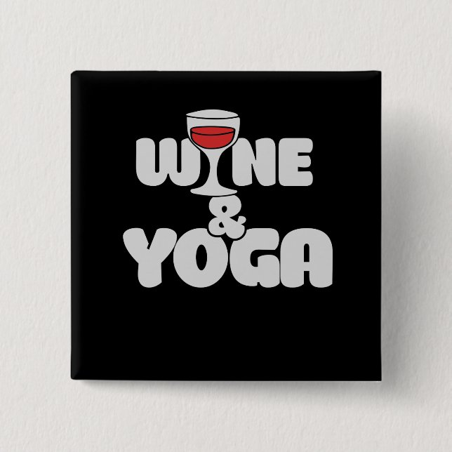 wine and yoga 15 cm square badge (Front)