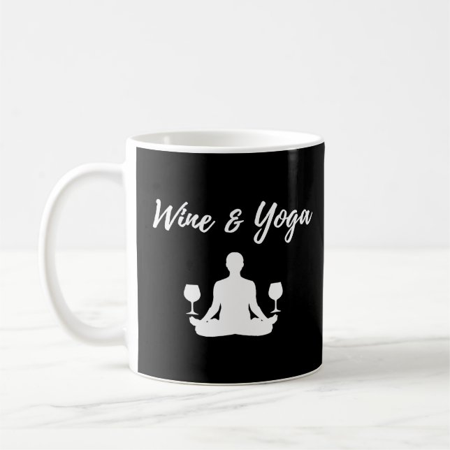 Wine and Yoga Funny Spiritual Meditation Gif  Coffee Mug (Left)