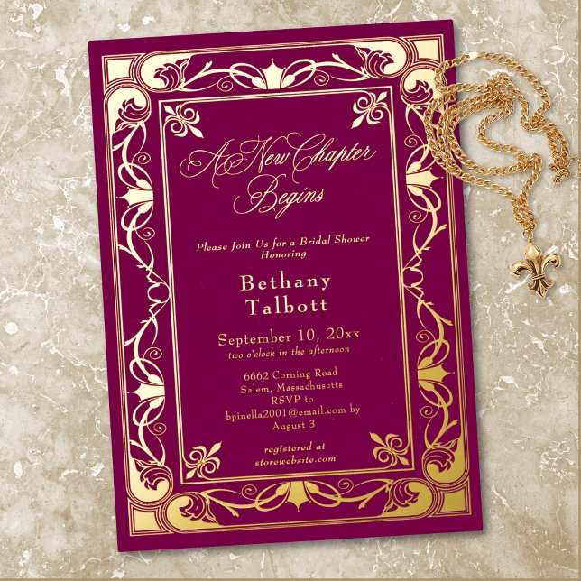 Wine Art Nouveau Vintage New Chapter Bridal Shower (Wine Art Nouveau Vintage New Chapter Bridal Shower Foil Invitation)