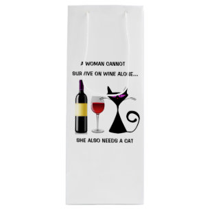 Wine Bag With Cat and Wine Funny Saying