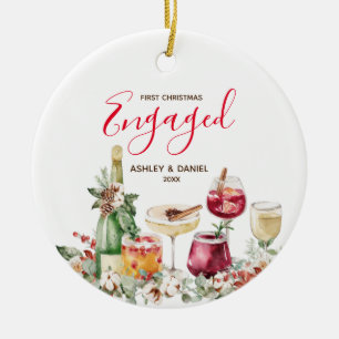 Wine Bar First Christmas Engaged Ornament Gift