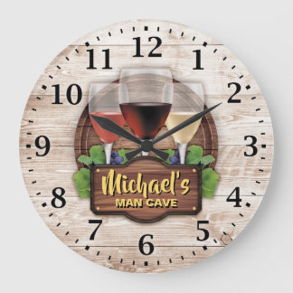 Wine Bar Man Cave Personalizable Wall Clock