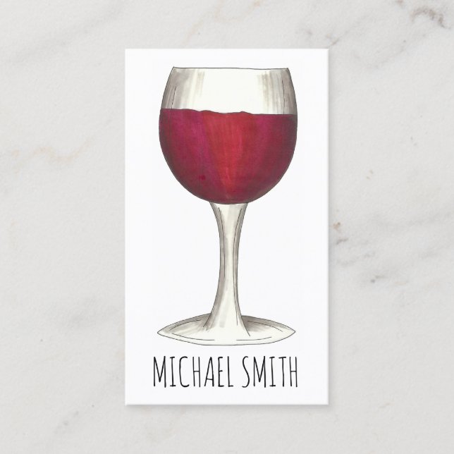 Wine Bar Restaurant Winery Red Glass Sommelier Business Card (Front)