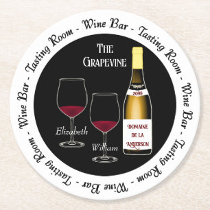 Wine Bar Tasting Room Man Woman Cave Bar Round Paper Coaster