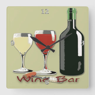 Wine Bar - Wine Square Wall Clock