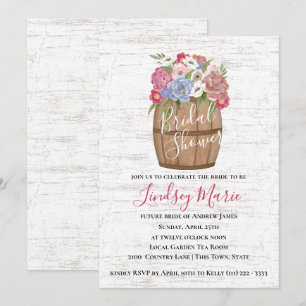 Wine Barrel and Flowers Bridal Shower Invitation