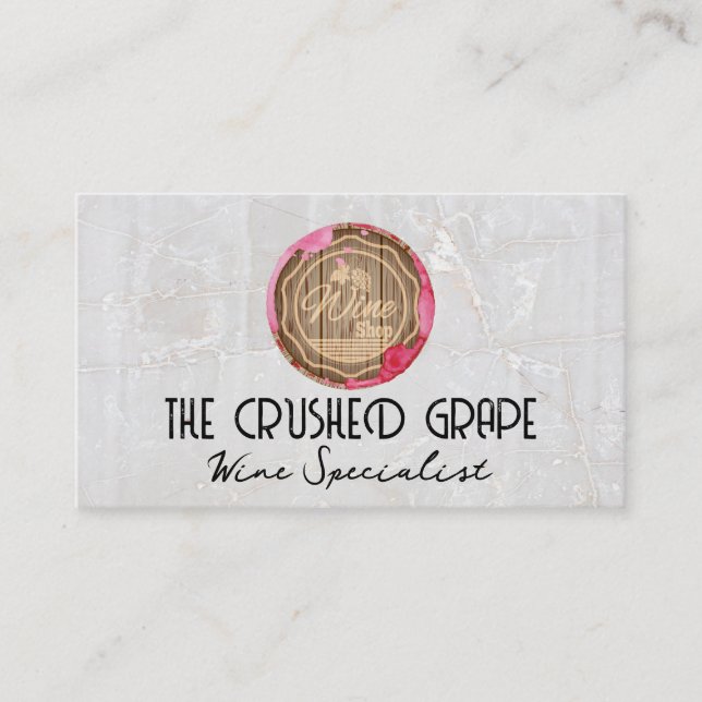 Wine Barrel and Stain | Marble Stone Business Card (Front)