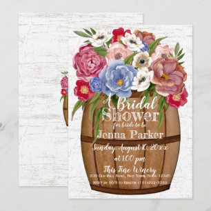 Wine Barrel Bouquet Bridal Shower Invitation