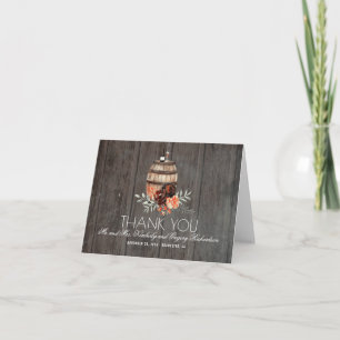 Wine Barrel Burgundy Floral Rustic Thank You Card